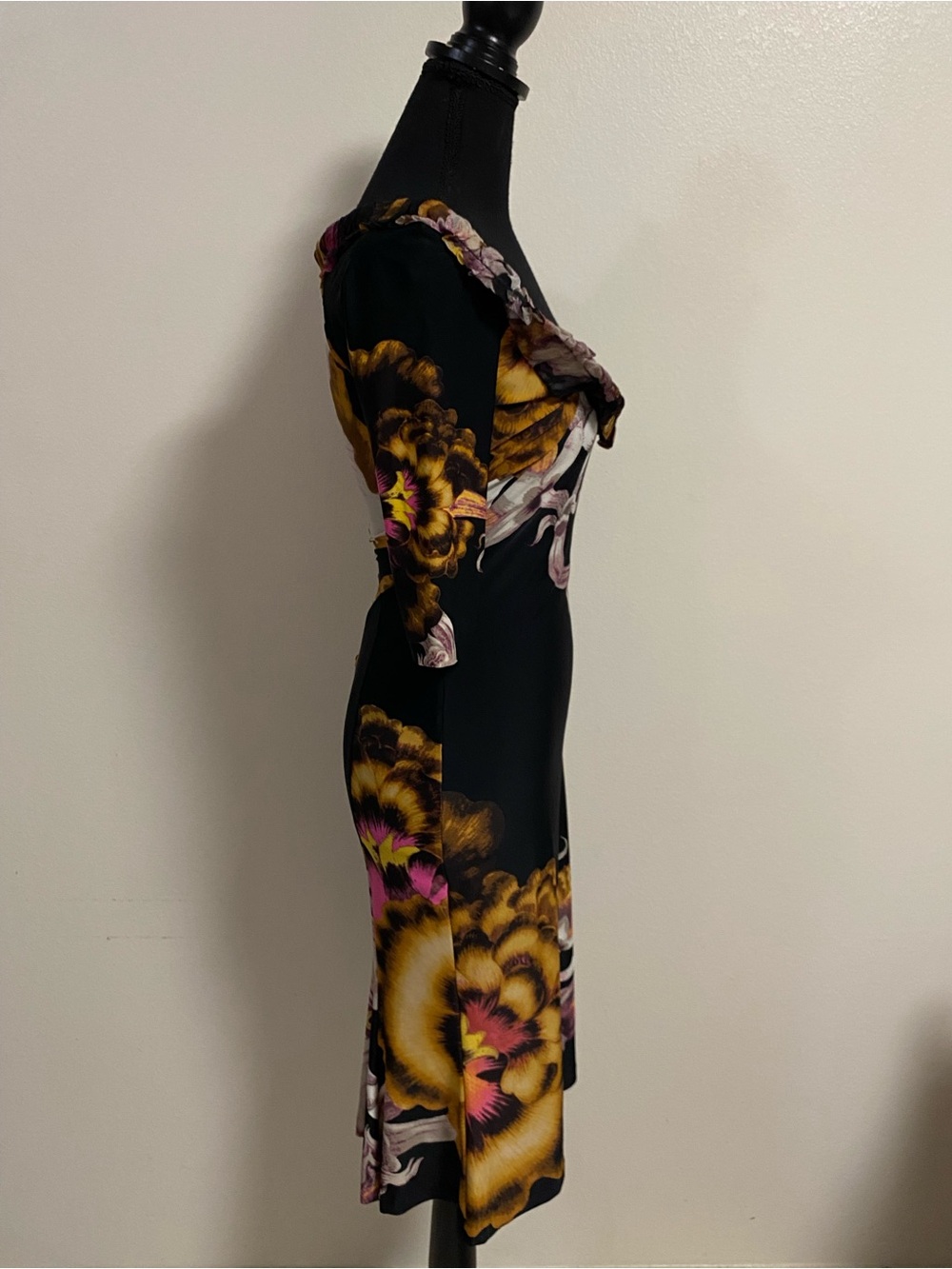 Roberto Cavalli Dress Women Size 6/42/Small Black Floral Midi Dress Vintage Y2K - Picture 8 of 16